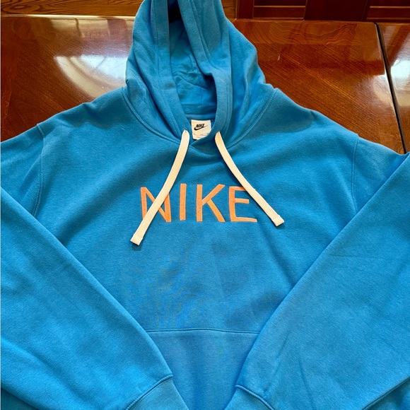 **NWOT*** Nike Men’s Sportswear Blue Pullover Hoodie with Orange Nike Logo -2X - Picture 4 of 11